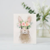 Moeilijke konijn met bloemkjeskruitportret briefkaart (Staand voorkant)