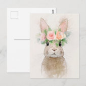 Moeilijke konijn met bloemkjeskruitportret briefkaart (Voorkant / Achterkant)
