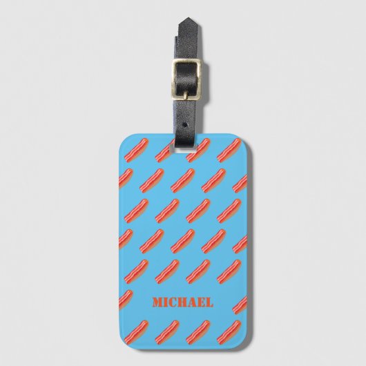 Moeilijke leuke gepersonaliseerde bacon bagagelabel (Voorkant (verticaal))