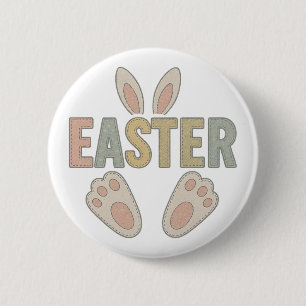 Moeilijke Pasen Konijn Oren en Voeten Appliqué Ronde Button 5,7 Cm