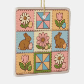 Moeilijke Pastel Paashaas Bloem Patchwork  Keramisch Ornament (Rechts)