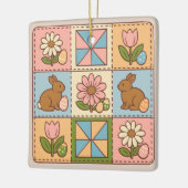 Moeilijke Pastel Paashaas Bloem Patchwork  Keramisch Ornament (Links)