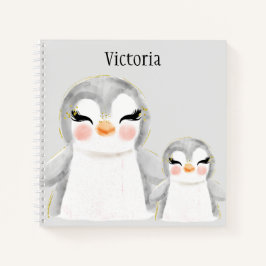 Moeilijke Pinguïns Waterverf Naam Schets Notitieboek