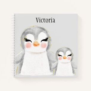 Moeilijke Pinguïns Waterverf Naam Schets Notitieboek