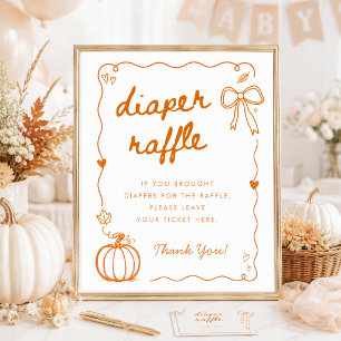 Moeilijke Pompoen Doodle Baby Shower Luier Raffle Poster