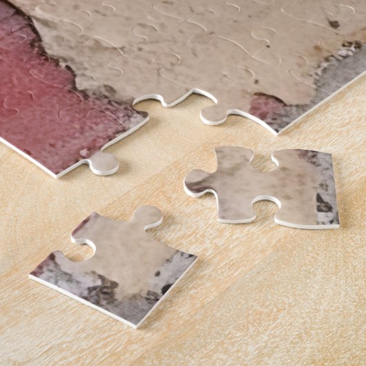 Moeilijke Roze Bloemen Grunge Decoupage Geïnspiree Legpuzzel (Zijkant)