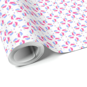 Moeilijke Roze en Blauwe Pastel Baby Voetafdruk Bl Cadeaupapier