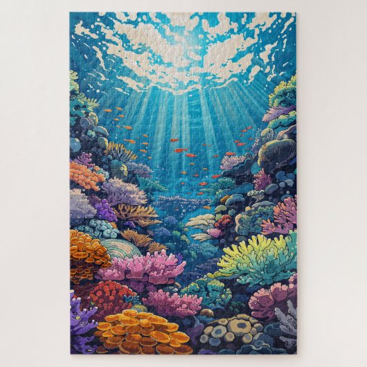 Moeilijke Schilderachtig Waterverf Coral Reef Ocea Legpuzzel (Verticaal)