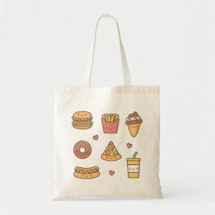 Moeilijke Snelle Voedsel Burger Friet Donut Pizza Tote Bag