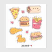 Moeilijke Snelle Voedsel Doodle Sticker Verzamelin