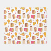Moeilijke Snelle Voedsel Doodles Patroon Fleece Deken (Voorkant (Horizontaal))