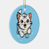 Moeilijke Speelse Kat Cartoon Kunst Keramisch Ornament (Rechts)