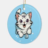 Moeilijke Speelse Kat Cartoon Kunst Keramisch Ornament (Links)