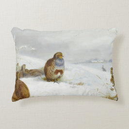 Moeilijke tijden- patrijzen en een haas, Art Birds Accent Kussen
