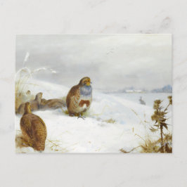 Moeilijke tijden- patrijzen en een haas, Art Birds Feestdagenkaart