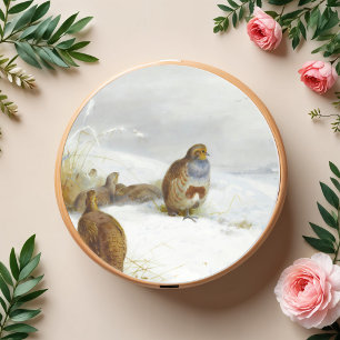 Moeilijke tijden- patrijzen en een haas, Art Birds Ronde Sticker