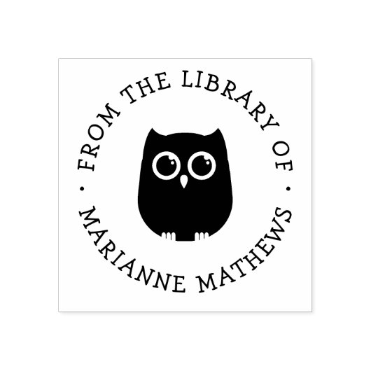 Moeilijke Uil Uit de Bibliotheek van Voeg Naam Toe Rubberstempel (Afrduk)
