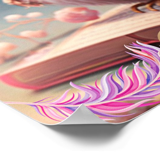 Moeilijke Vogel Baby Roze Uil Boek Gepersonaliseer Poster (Hoek)