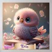 Moeilijke Vogel Baby Roze Uil Boek Gepersonaliseer Poster (Voorkant)