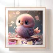 Moeilijke Vogel Baby Roze Uil Boek Gepersonaliseer Poster