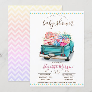 Moeilijke vrachtwagen snoepjes zigzag baby shower kaart