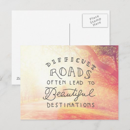 Moeilijke weg leidt tot mooie bestemmingen briefkaart (Voorkant / Achterkant)