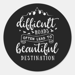 Moeilijke wegen ronde sticker