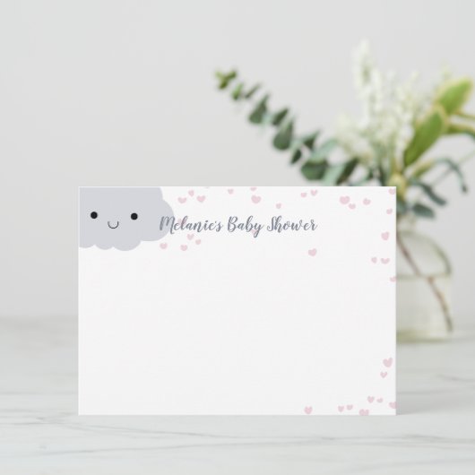 Moeilijke wolkenhartjes baby shower aangepast schr kaart (Staand voorkant)