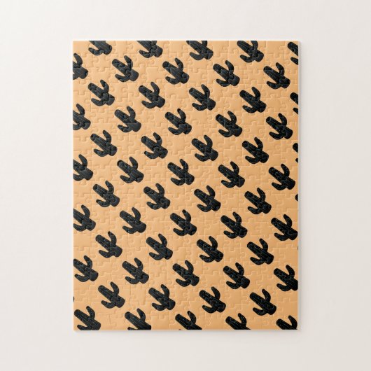 Moeilijke zwarte en Oranje Saguaro Cactus Puzzle Legpuzzel (Verticaal)