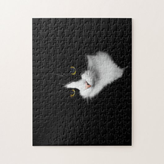 Moeilijke zwarte en witte kat op Solid Black Legpuzzel (Verticaal)