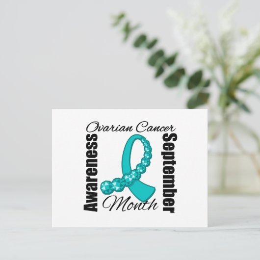 Moeilijkheden met ovariumkanker Gemstone Ribbon Briefkaart (Staand voorkant)
