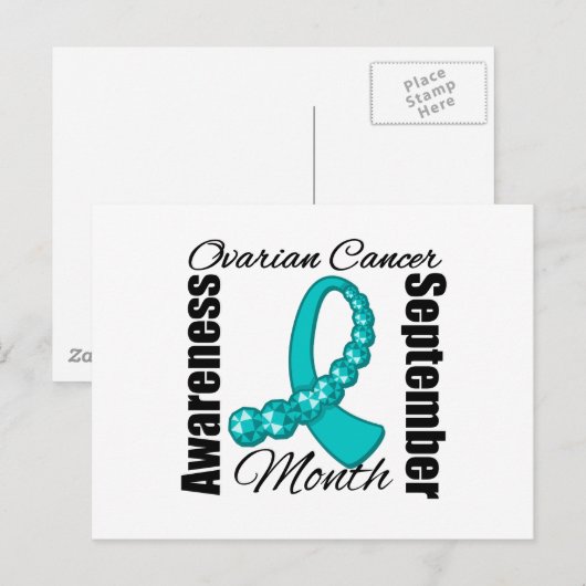 Moeilijkheden met ovariumkanker Gemstone Ribbon Briefkaart (Voorkant / Achterkant)