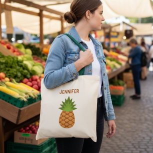 Moeite cartoon ananas tas met naam