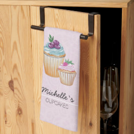 Moeite cupcakes en fruit waterverf theedoek