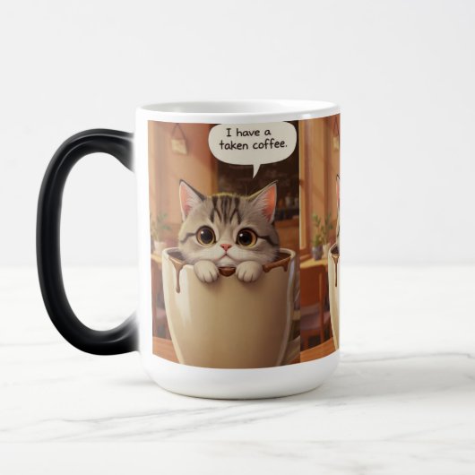 Moeite kop “Ik heb koffie gedronken” Grappige kat (Links)