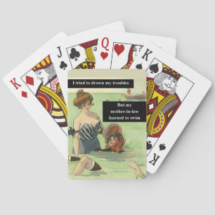 Moeite met schoonmoeder Funny Zwemmen Pokerkaarten