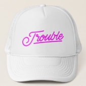 moeite | Neon Pink Script Trucker Hat Trucker Pet (Voorkant)