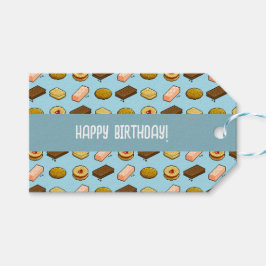 Moeitekoekjes Gefeliciteerd! Biscuit Pixel Patroon Cadeaulabel