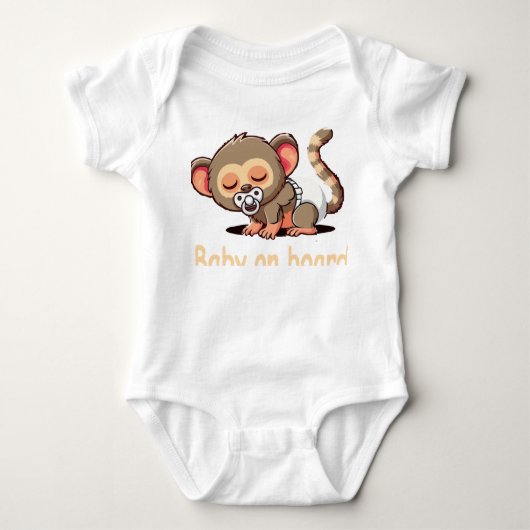 Moeiteloos slapende cartoon aap | Baby in de auto Romper (Voorkant)