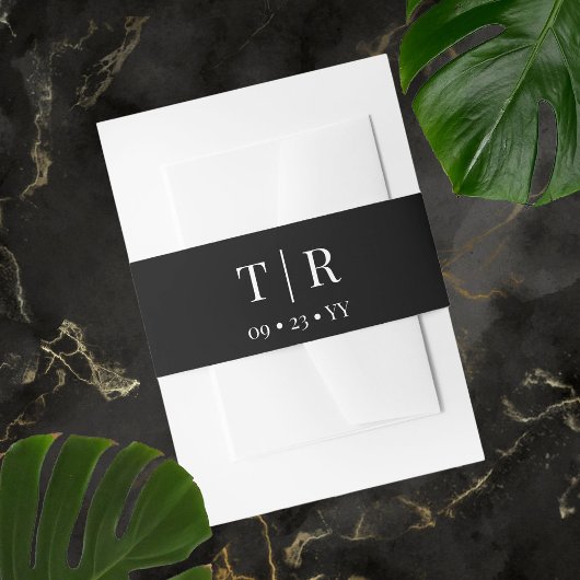 Moeiteloze Charm Zwart-wit Bruiloft Uitnodigingen Wikkel