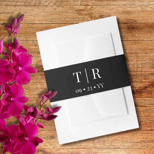 Moeiteloze Charm Zwart-wit Bruiloft Uitnodigingen Wikkel