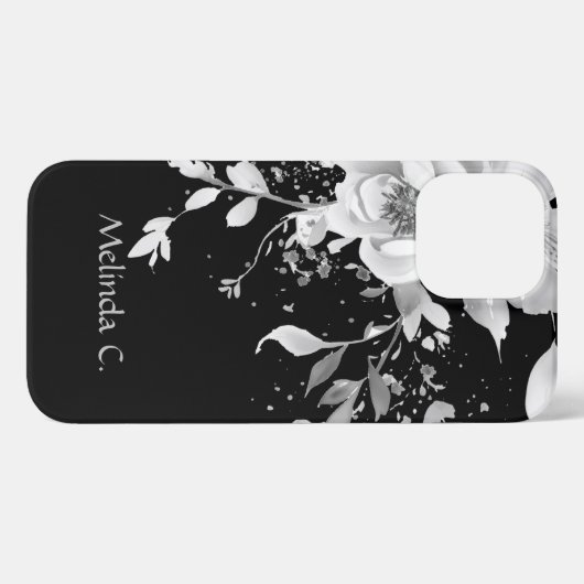 Moeiteloze Elegantie Zwart & Wit Bloemen iPhone Hoesje (Achterkant horizontaal)