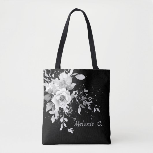 Moeiteloze Elegantie Zwart & Wit Bloemen Tas (Voorkant)