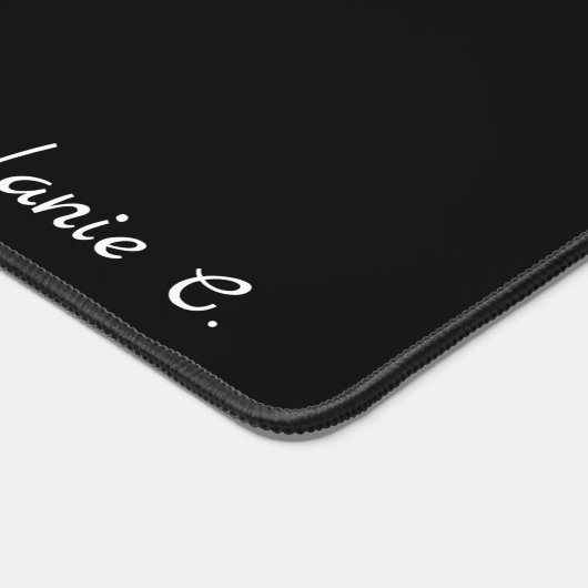 Moeiteloze Elegantie Zwart & Wit Bloemen w / Naam Bureaumat (Hoek)
