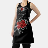 Moeiteloze Elegantie Zwart & Wit met Rode Rozen Schort (Insitu)