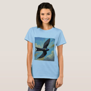Moeiteloze zwerver: Kleurrijke Swift Bird Portait T-shirt