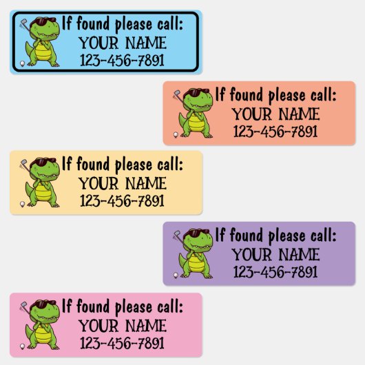 Moeizame Persoonlijke Dinosaurus Golfclub Labels (Groep)
