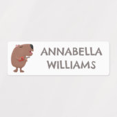 Moeizangende capybara ukelele cartoon gepersonalis labels (Design 2)