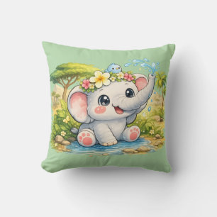 Moeleke gelukkige olifant Kawaii kussen hoofdkusse