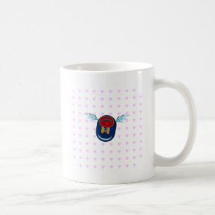 Moelelijke gevleugelde schoen cartoon & roze harte koffiemok